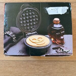 Dash Skull Mini Waffle Maker Aqua 4 Inch Non-Stick Halloween Pancake Griddle
